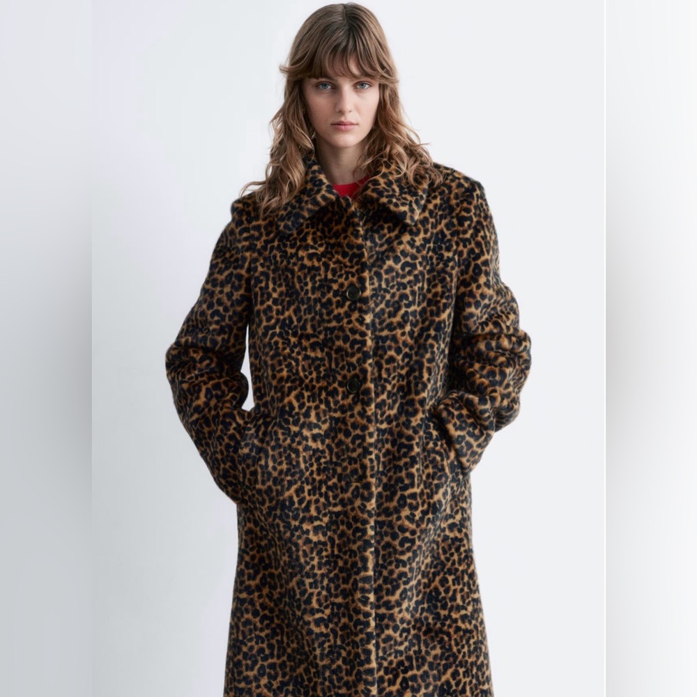 & Other Stories Faux Fur Leopard Coat - Picture 8 of 9